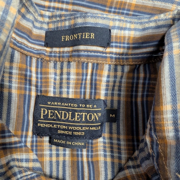 Pendleton Frontier Men's Blue Plaid Pearl Snap Shirt Size M - Picture 6 of 7